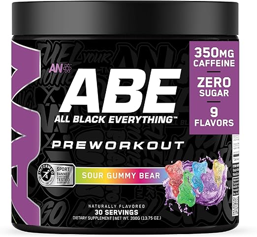 All Black Everything Pre-Workout Powder for Men and Women | Preworkout Energy Drink Mix | 350 mg Caffeine, Beta-Alanine, Citrulline | Natural Sports Nutrition Supplement |Sour Gummy Bear | 30 Servings   